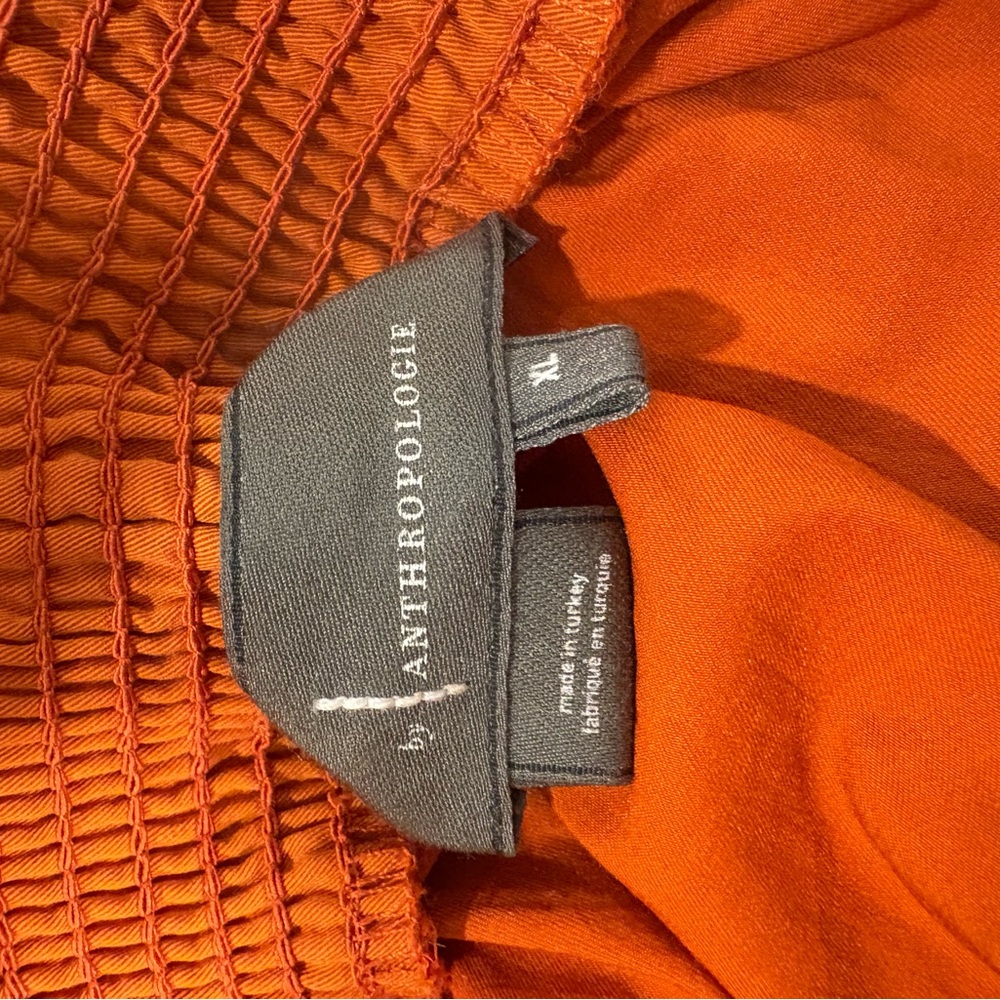 Anthropologie Burnt Orange Pencil Smocked Skirt XL